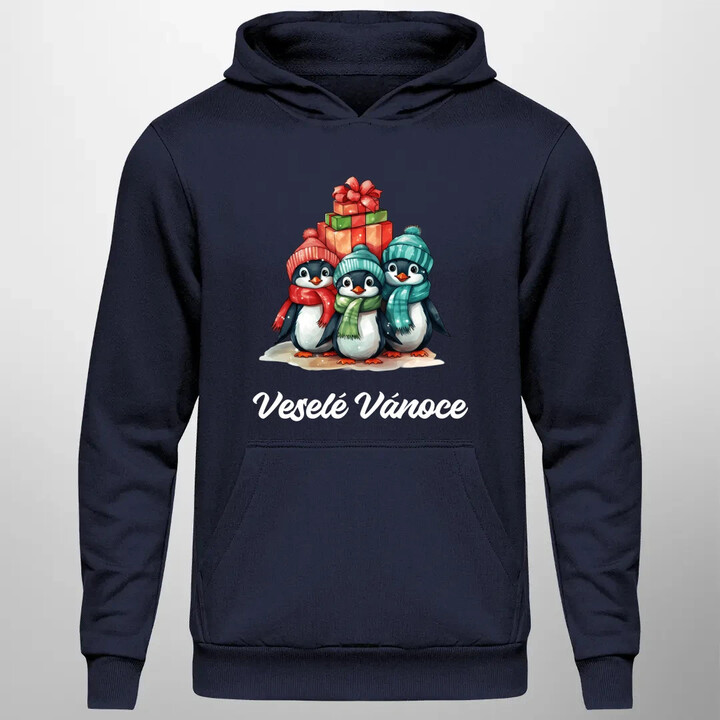 Veselé Vánoce - tučňáci - pánská mikina s potiskem