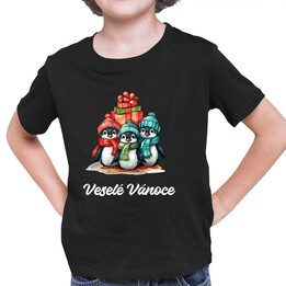 Veselé Vánoce - tučňáci - dětské tričko s potiskem