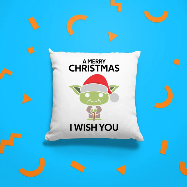A merry christmas I wish you - polštář s potiskem