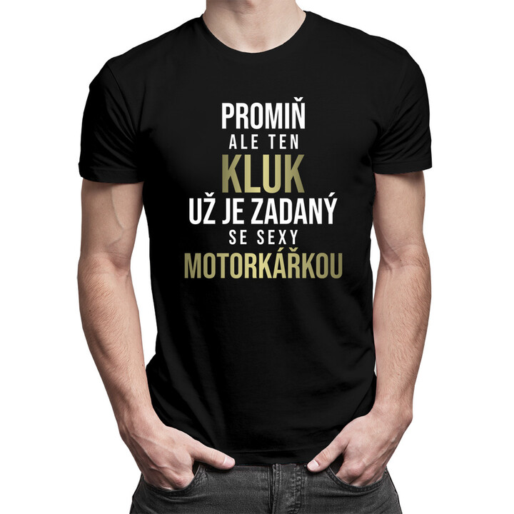 Zadaný se sexy motorkářkou - pánské tričko s potiskem