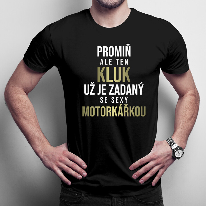 Zadaný se sexy motorkářkou - pánské tričko s potiskem