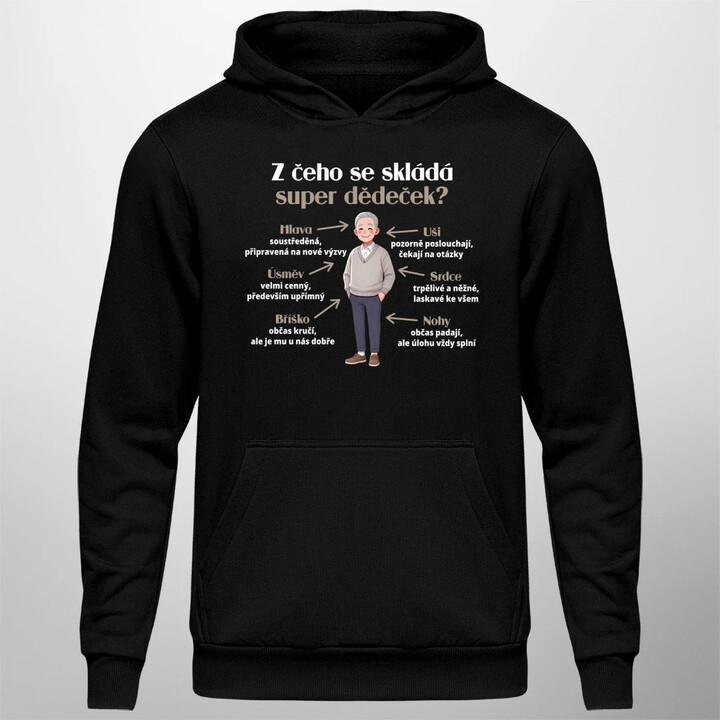 Z čeho se skládá super dědeček? - pánská mikina s potiskem