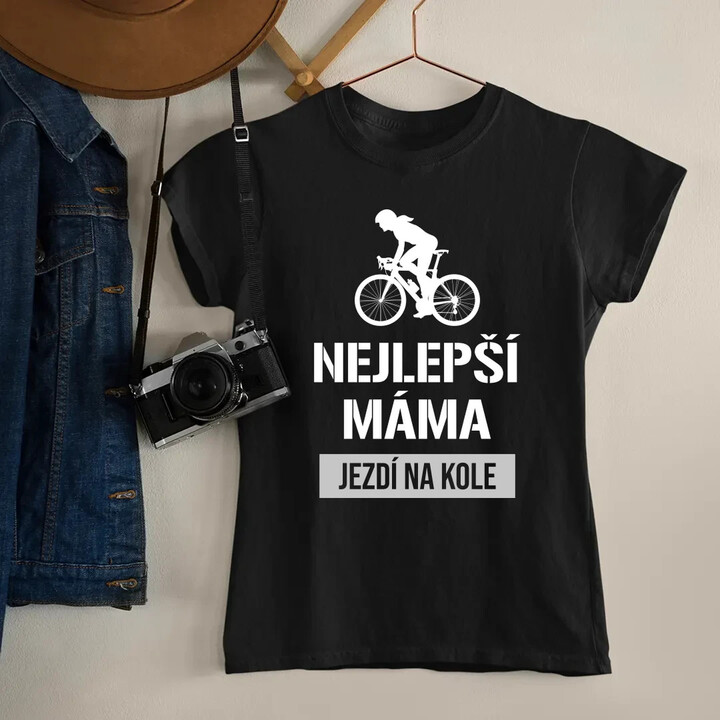 Nejlepší máma jezdí na kole  - dámské tričko s potiskem