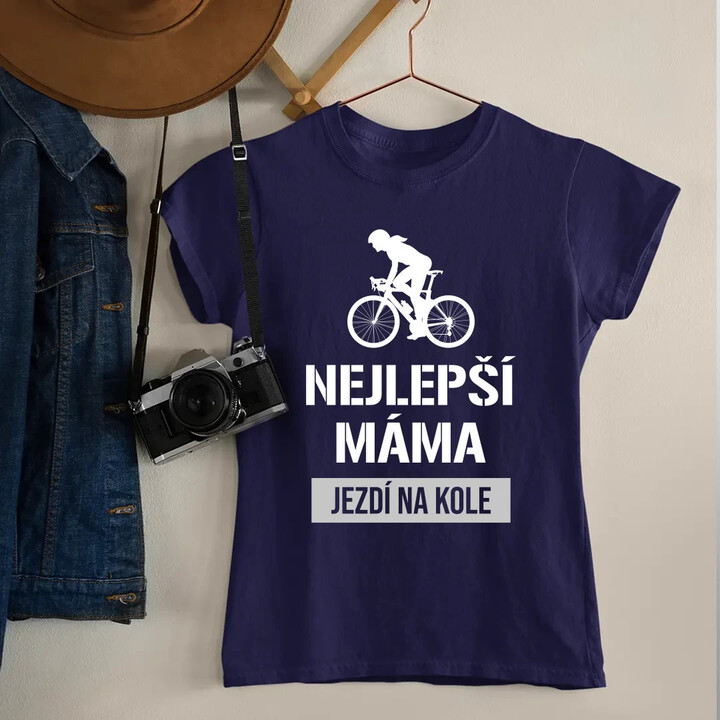 Nejlepší máma jezdí na kole  - dámské tričko s potiskem