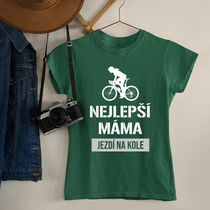 Nejlepší máma jezdí na kole  - dámské tričko s potiskem
