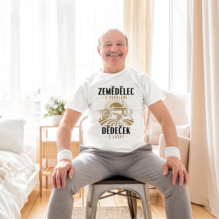 Zemědělec z povolání, dědeček z lásky - pánské tričko s potiskem