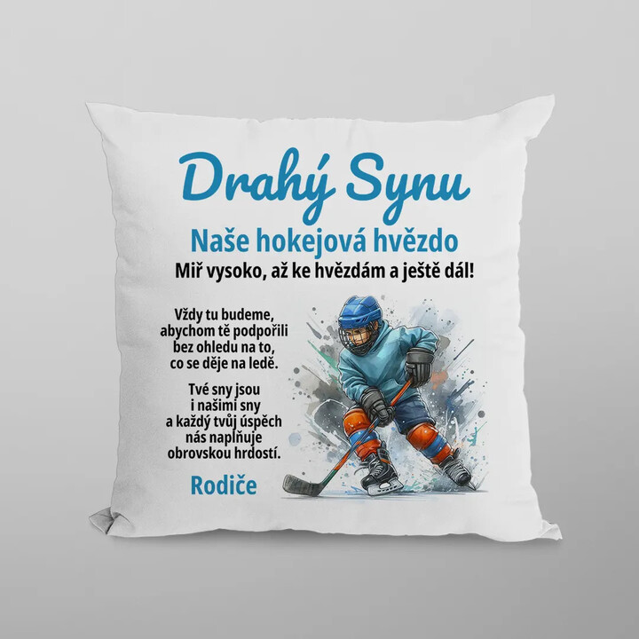 Drahý ... má (naše) hokejová hvězdo - polštář s potiskem - personalizovaný produkt