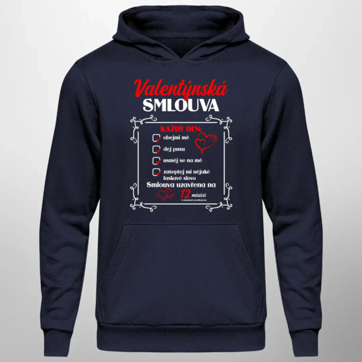 Valentýnská smlouva - pánská mikina s potiskem