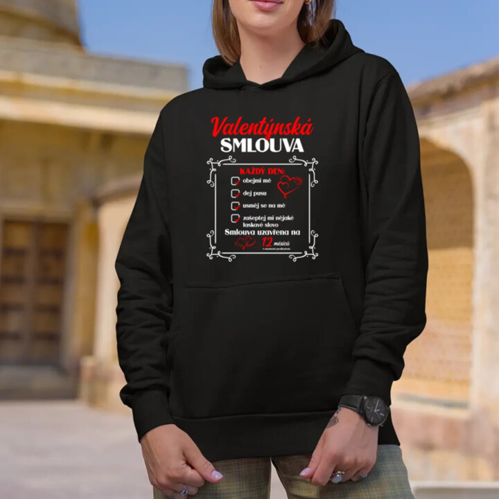 Valentýnská smlouva - dámská mikina s potiskem