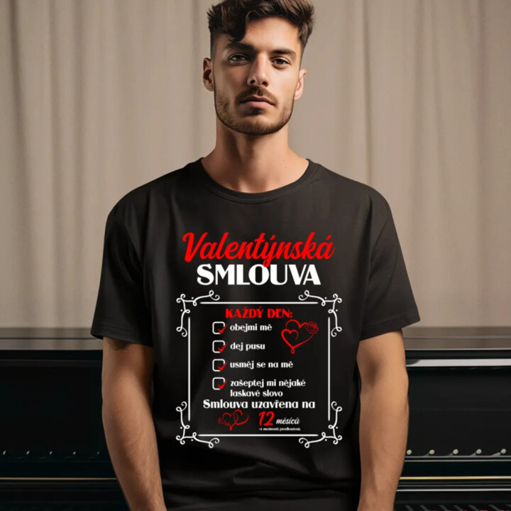 Valentýnská smlouva - pánské tričko s potiskem