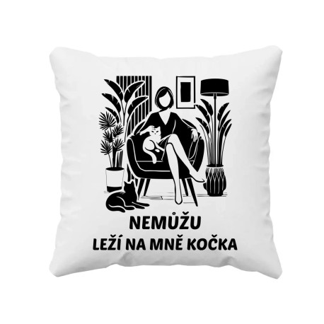 Nemůžu, leží na mně kočka - Žena - polštář s potiskem