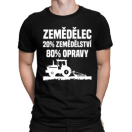Zemědělec - 20% zemědělství, 80 % opravy - pánské tričko s potiskem
