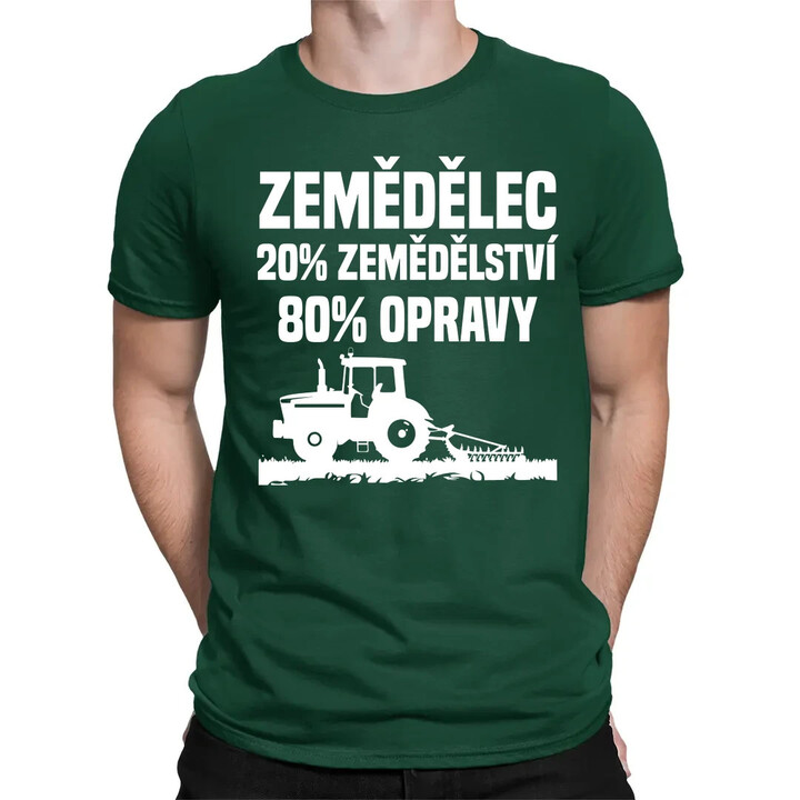 Zemědělec - 20% zemědělství, 80 % opravy - pánské tričko s potiskem