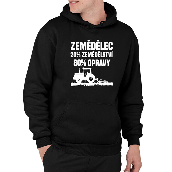 Zemědělec - 20% zemědělství, 80 % opravy - pánská mikina s potiskem