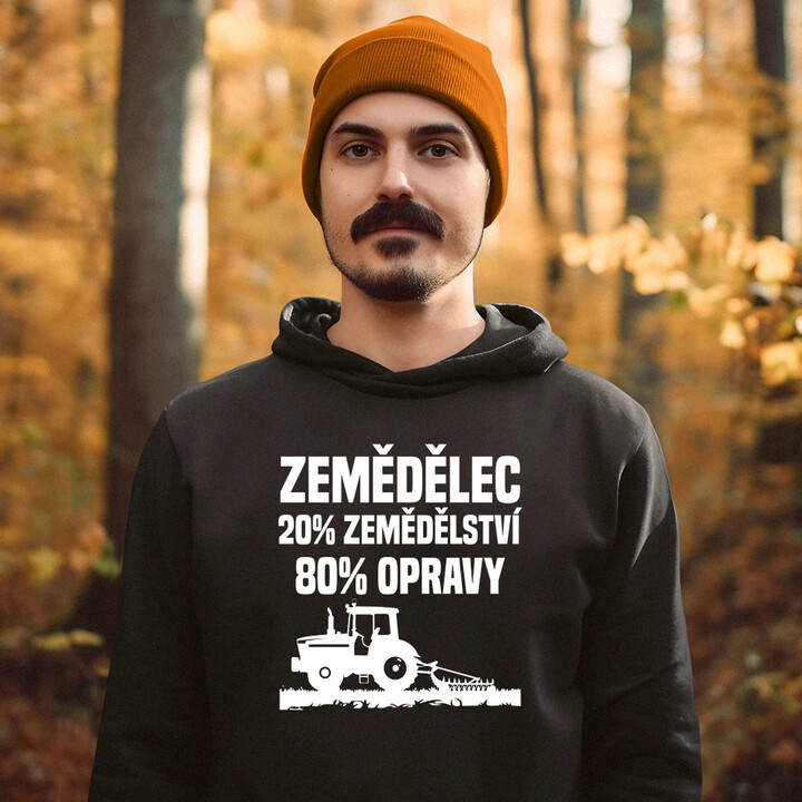 Zemědělec - 20% zemědělství, 80 % opravy - pánská mikina s potiskem