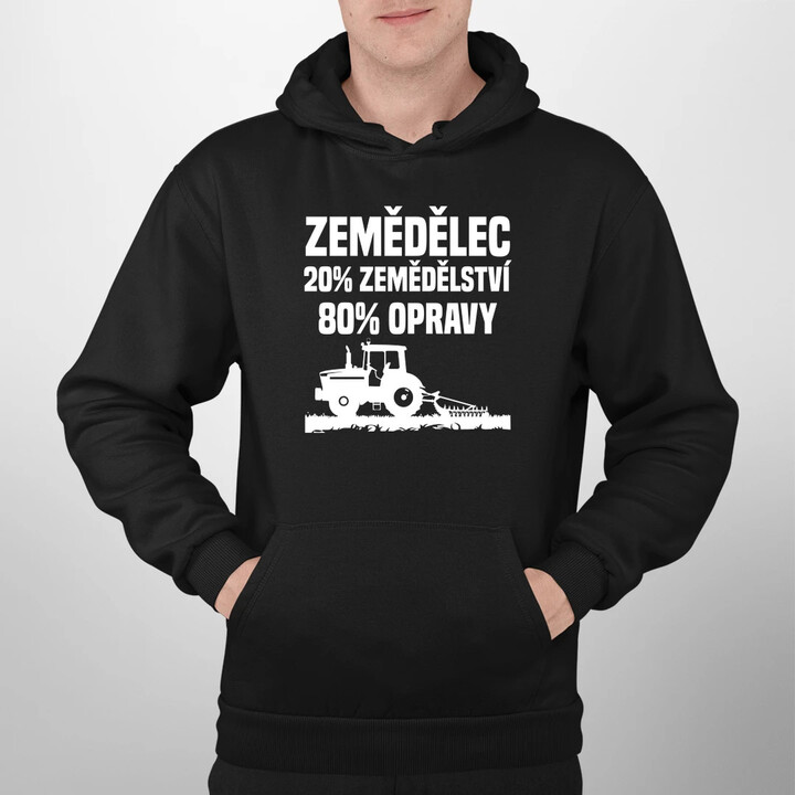 Zemědělec - 20% zemědělství, 80 % opravy - pánská mikina s potiskem