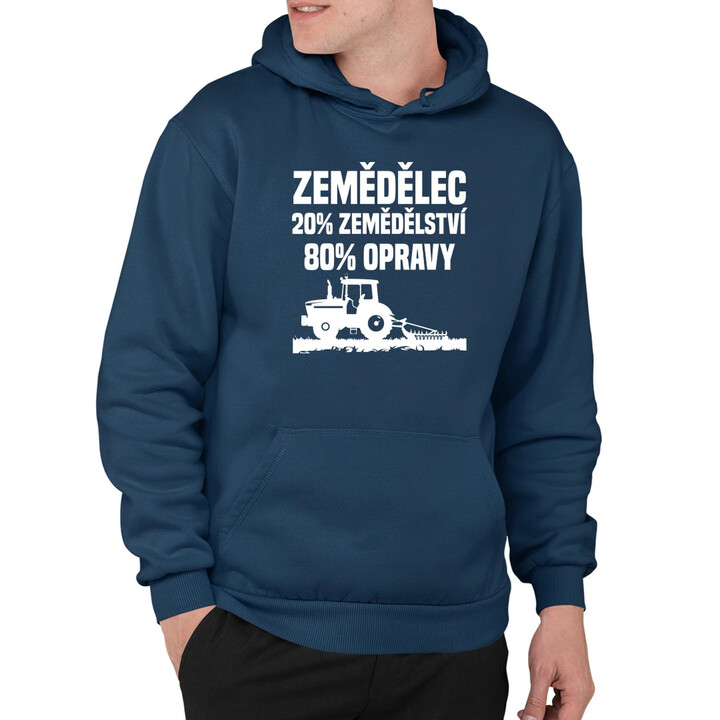 Zemědělec - 20% zemědělství, 80 % opravy - pánská mikina s potiskem