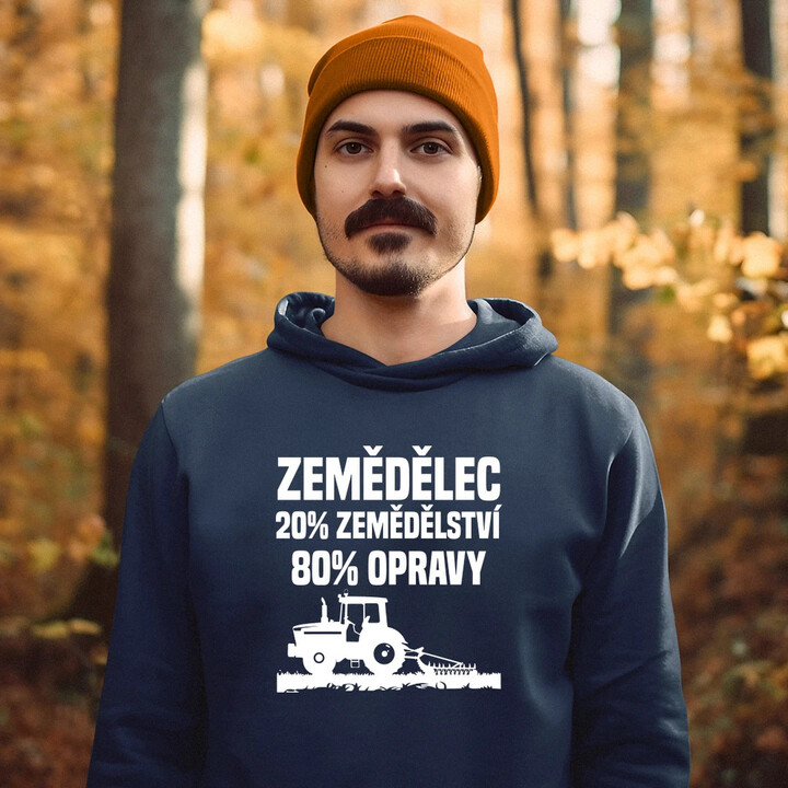 Zemědělec - 20% zemědělství, 80 % opravy - pánská mikina s potiskem