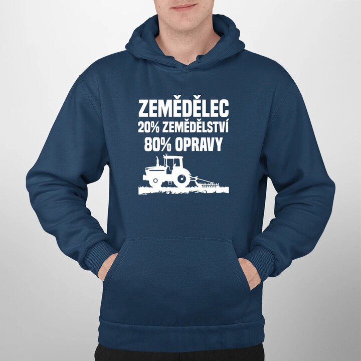 Zemědělec - 20% zemědělství, 80 % opravy - pánská mikina s potiskem