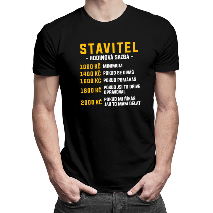 Stavitel - hodinová sazba - pánské tričko s potiskem