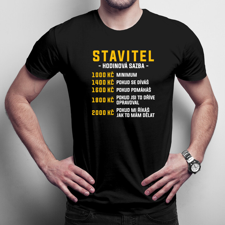 Stavitel - hodinová sazba - pánské tričko s potiskem