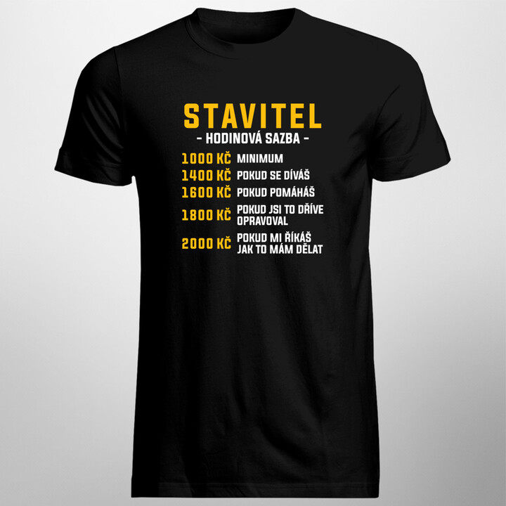 Stavitel - hodinová sazba - pánské tričko s potiskem
