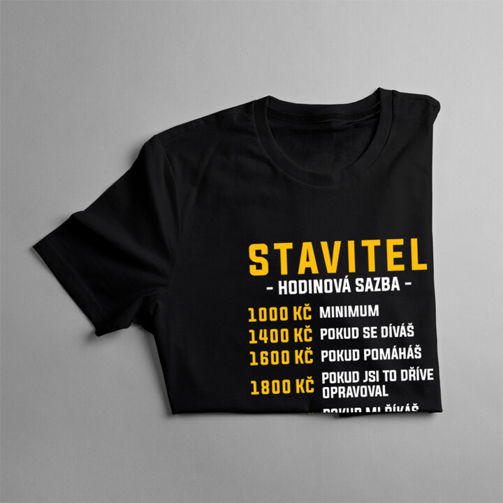 Stavitel - hodinová sazba - pánské tričko s potiskem