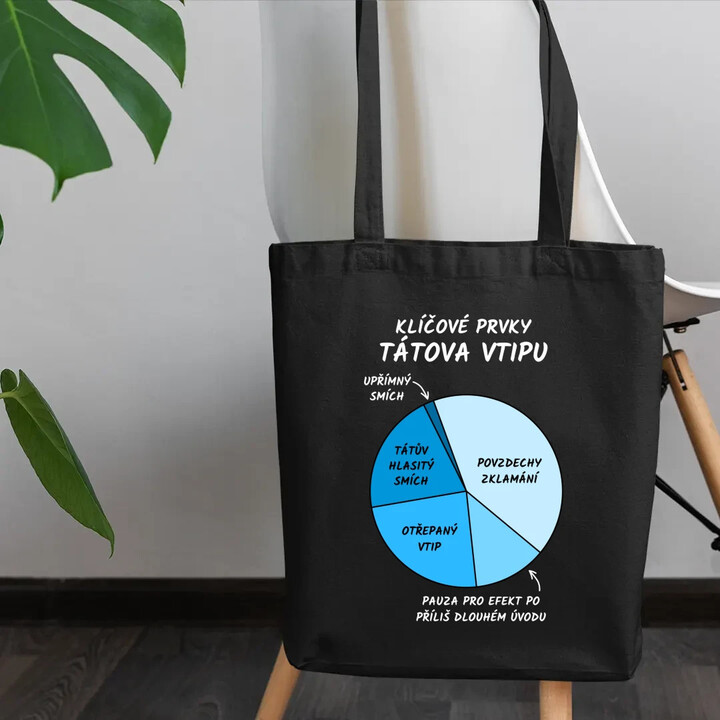Klíčové prvky tátova vtipu - taška s potiskem