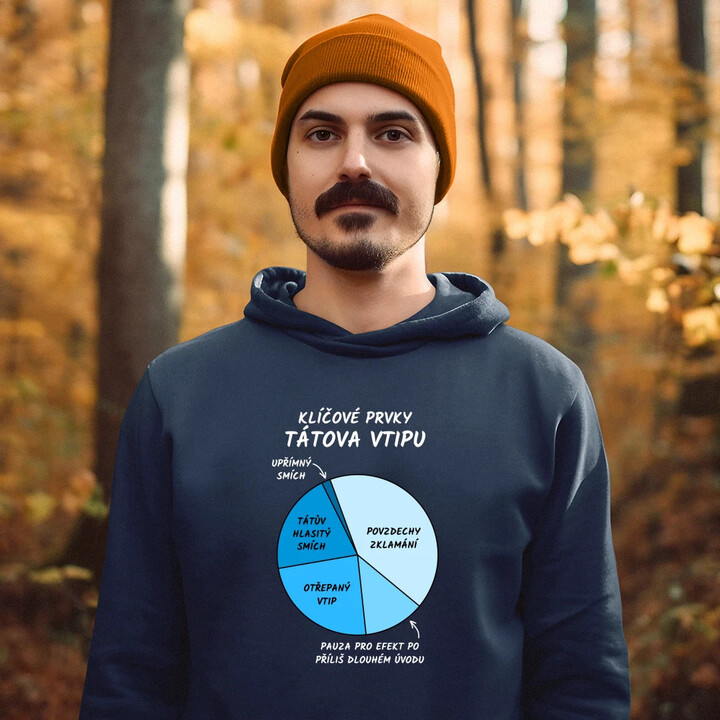 Klíčové prvky tátova vtipu - pánská mikina s potiskem