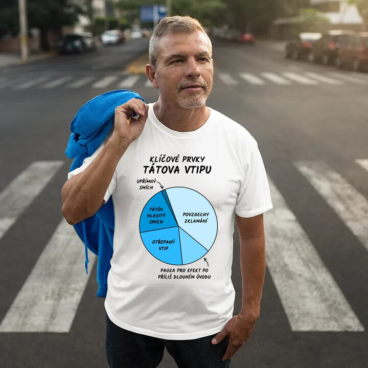 Klíčové prvky tátova vtipu - pánské tričko s potiskem