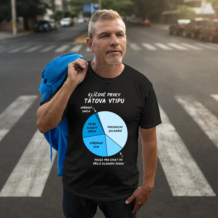Klíčové prvky tátova vtipu - pánské tričko s potiskem