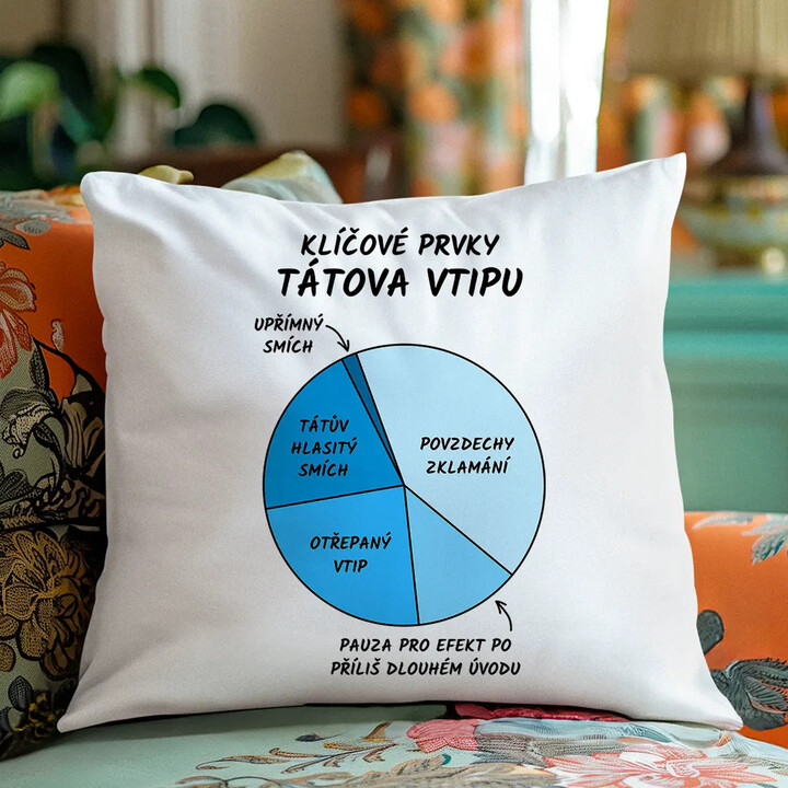 Klíčové prvky tátova vtipu - polštář s potiskem