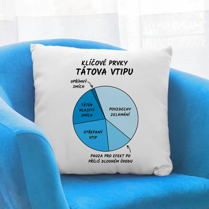 Klíčové prvky tátova vtipu - polštář s potiskem
