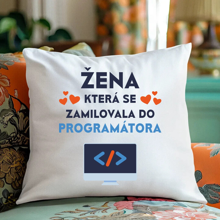 Žena, která se zamilovala do programátora - polštář s potiskem