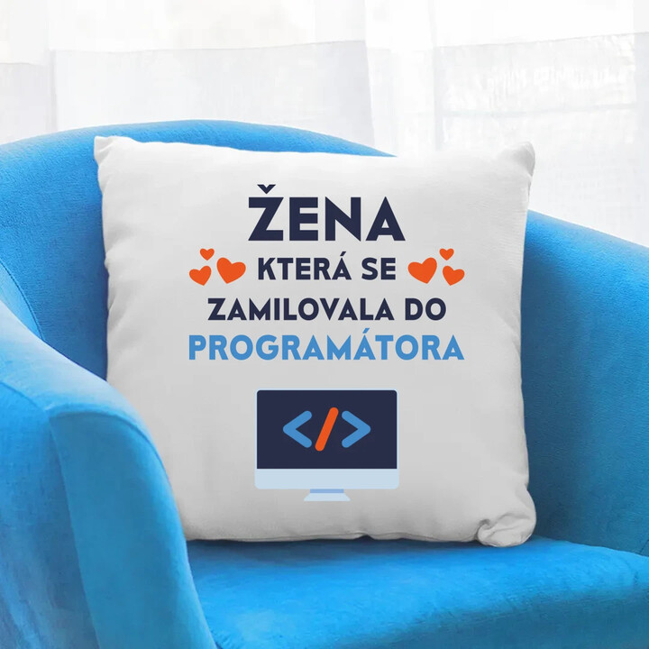 Žena, která se zamilovala do programátora - polštář s potiskem