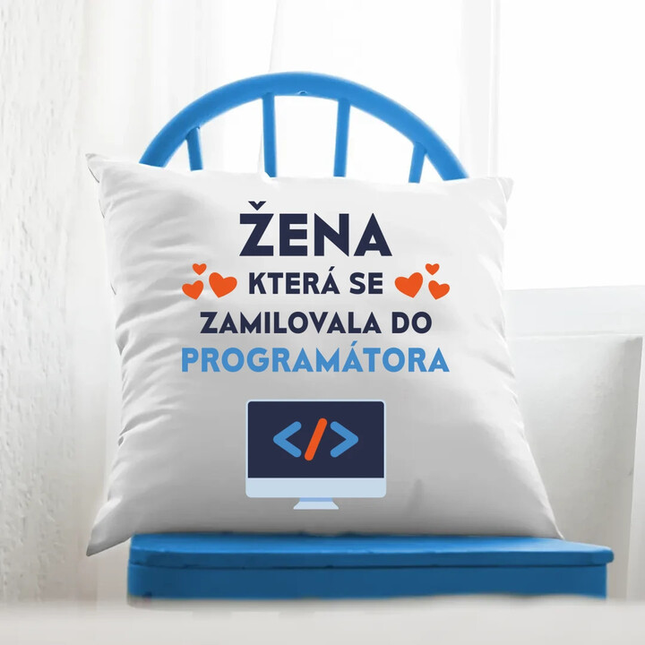 Žena, která se zamilovala do programátora - polštář s potiskem