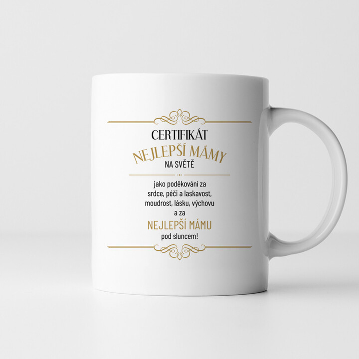 Certifikát nejlepší mámy na světě - hrnek