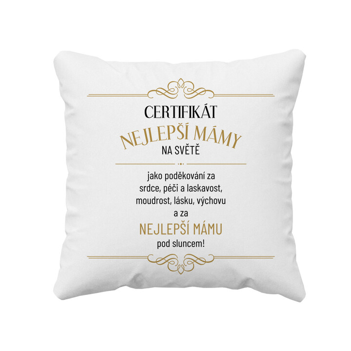 Certifikát nejlepší mámy na světě - polštář