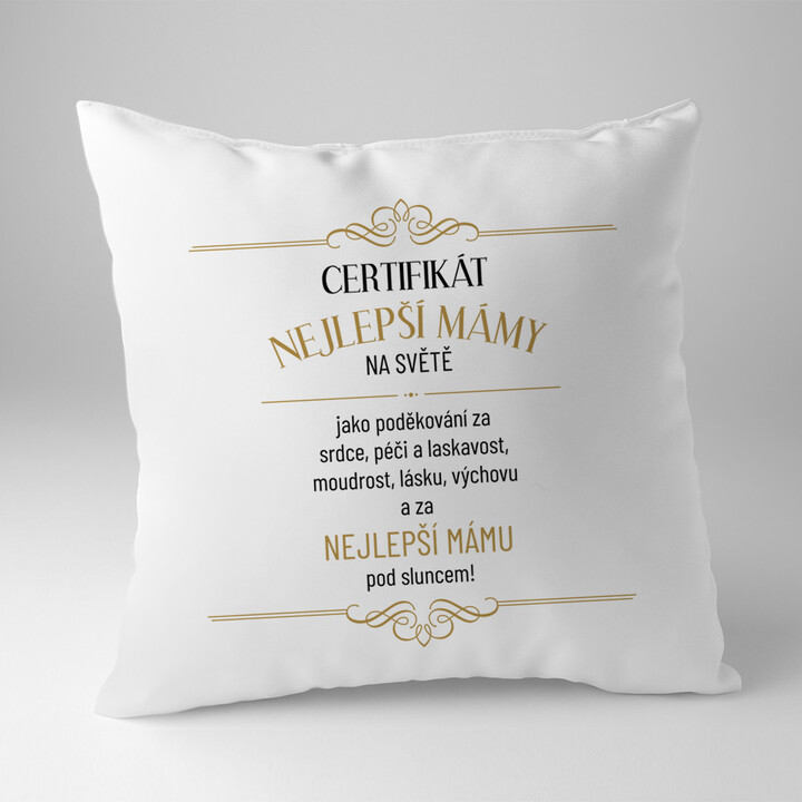 Certifikát nejlepší mámy na světě - polštář