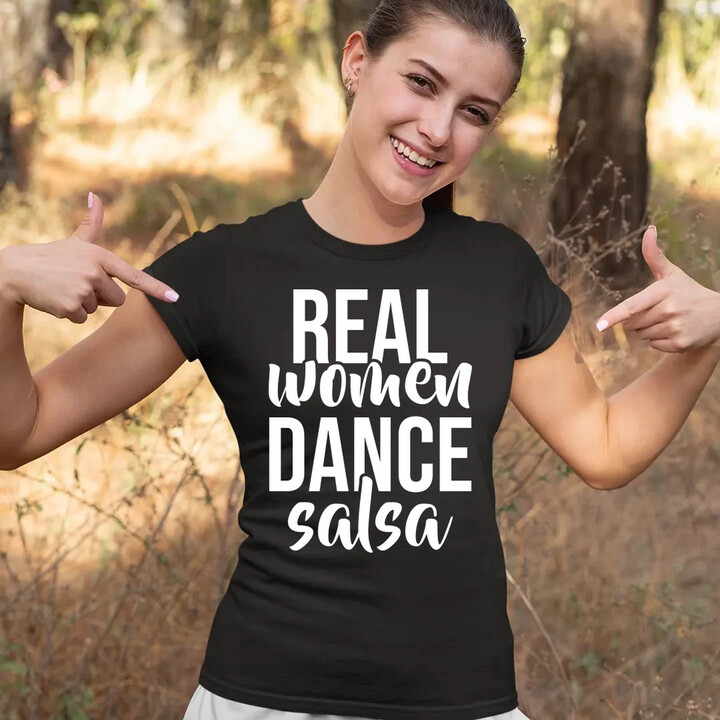 Real women dance salsa  - dámské tričko s potiskem