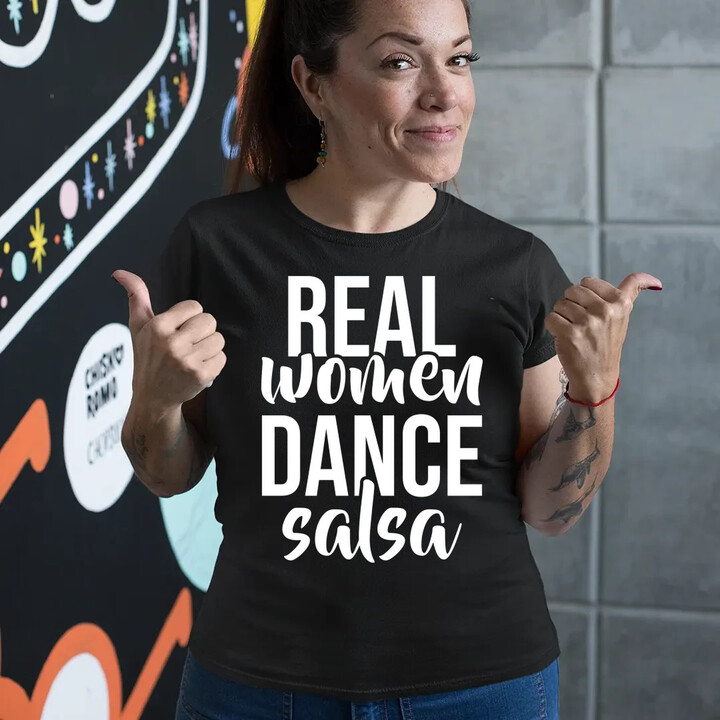 Real women dance salsa  - dámské tričko s potiskem