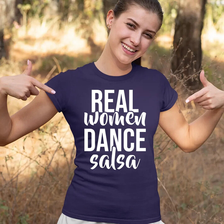Real women dance salsa  - dámské tričko s potiskem
