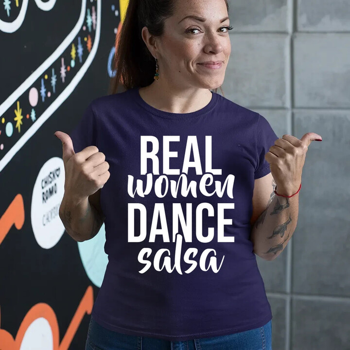 Real women dance salsa  - dámské tričko s potiskem