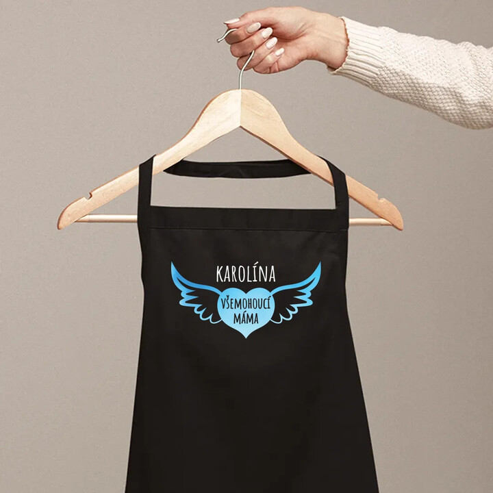 Jméno - všemohoucí máma - zástěra s potiskem - personalizovaný produkt