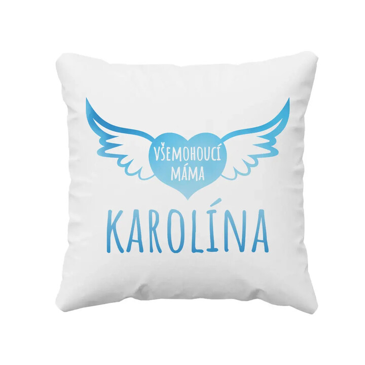 Jméno - všemohoucí máma - polštář s potiskem - personalizovaný produkt