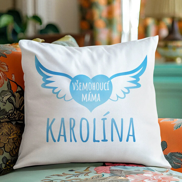 Jméno - všemohoucí máma - polštář s potiskem - personalizovaný produkt