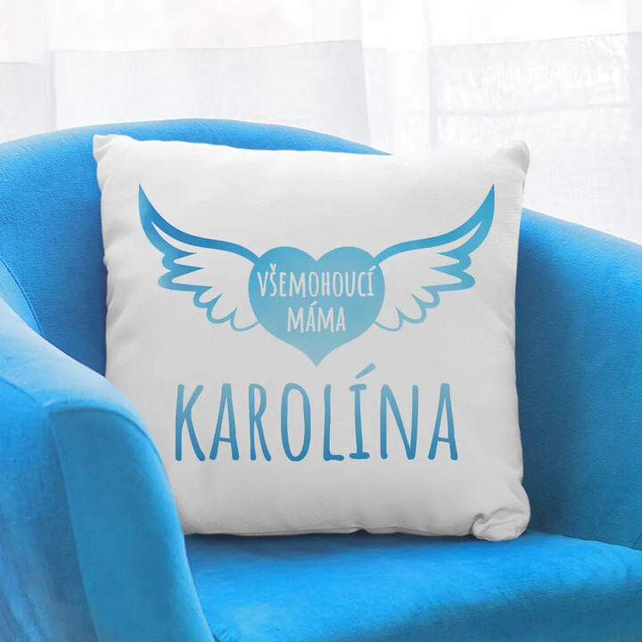 Jméno - všemohoucí máma - polštář s potiskem - personalizovaný produkt