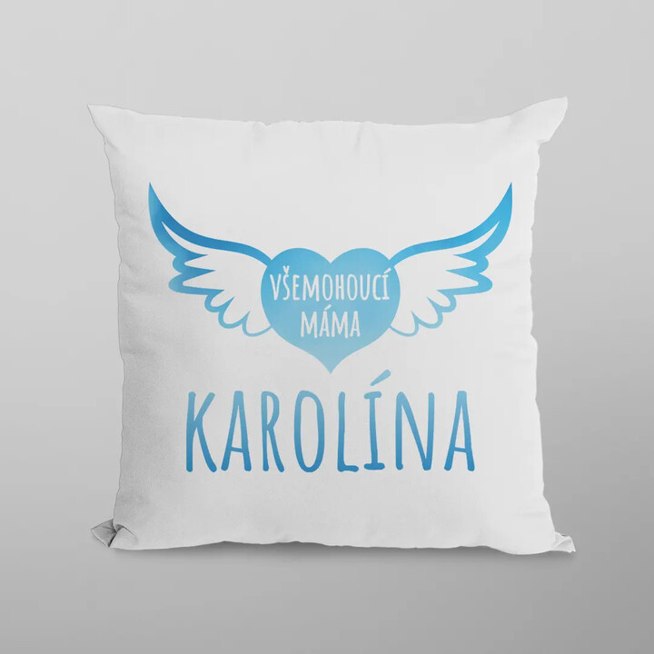 Jméno - všemohoucí máma - polštář s potiskem - personalizovaný produkt