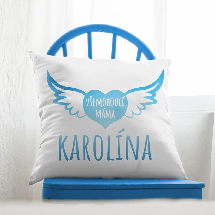 Jméno - všemohoucí máma - polštář s potiskem - personalizovaný produkt