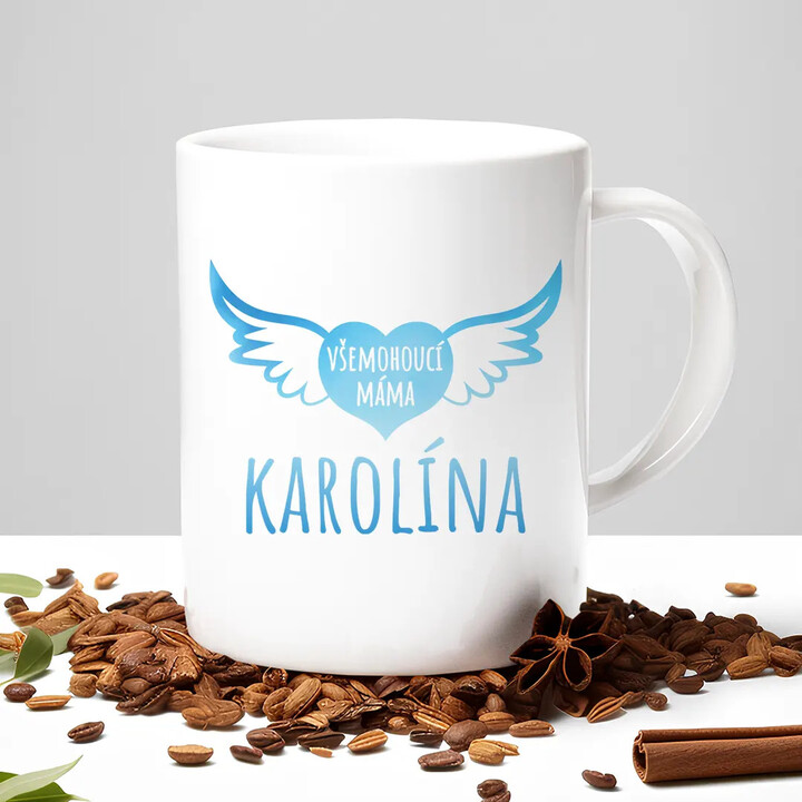 Jméno - všemohoucí máma - hrnek s potiskem - personalizovaný produkt